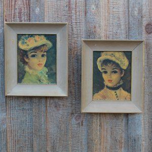 Vintage Huldah Art Prints – Framed Parisian Women – 1950s Shabby French Decor –
